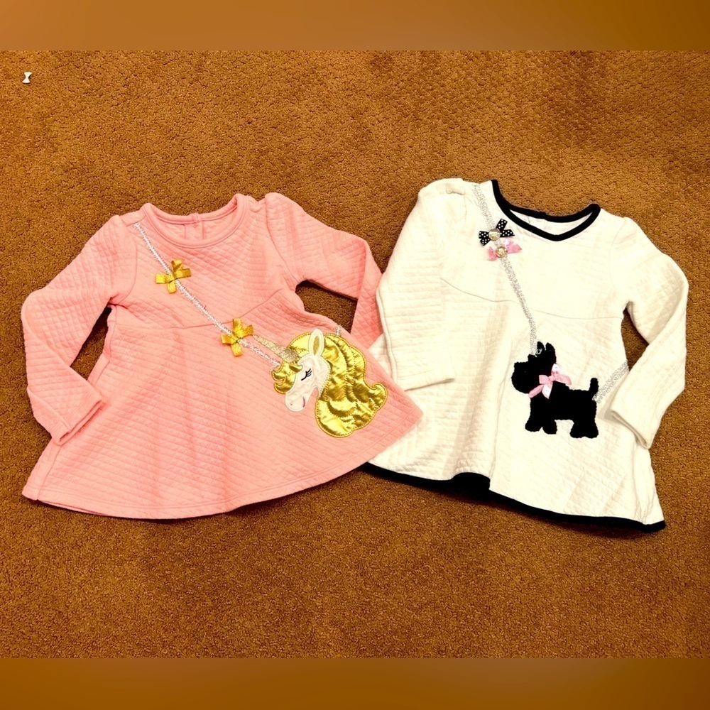 Kids Headquarters Bundle of 2 Quilted Tops/Dresses Size 3T White and Pink